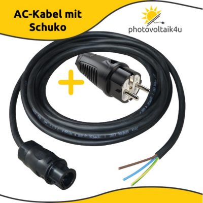 AC-Anschlusskabel mit Betteri und Schuko Stecker